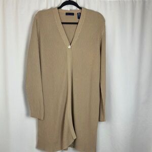 Karen Scott tan long sleeve cardigan sweater woman’s size large